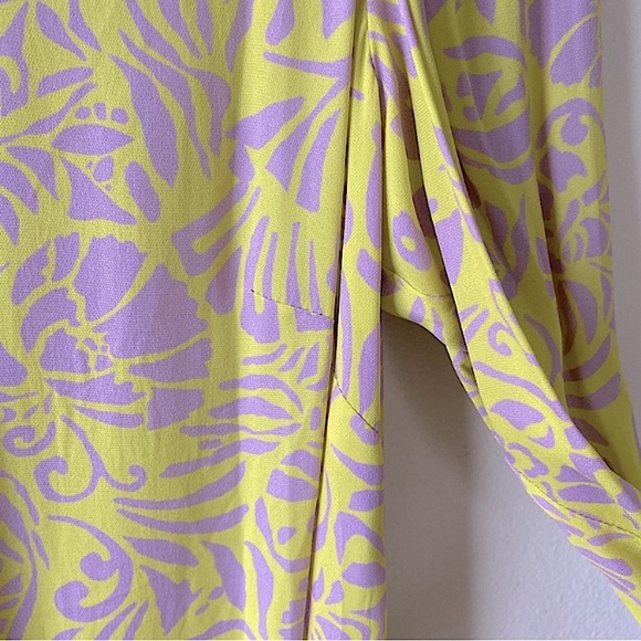 TANYA TAYLOR PALM BEACH FLORAL BLOUSE TOP WHIMSY POP ART TO WEAR Purple Green 8 - Picture 6 of 8